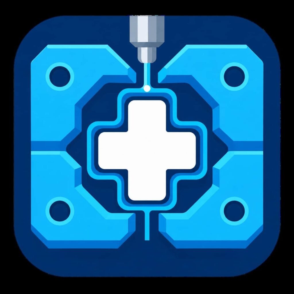 Medical injection mold manufacturing concept illustration