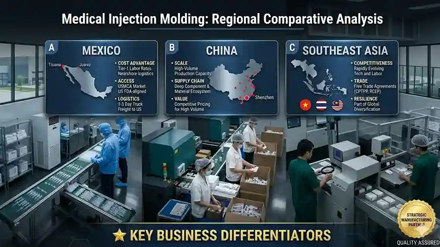 Medical injection molding factory comparison: Mexico, China, and Southeast Asia